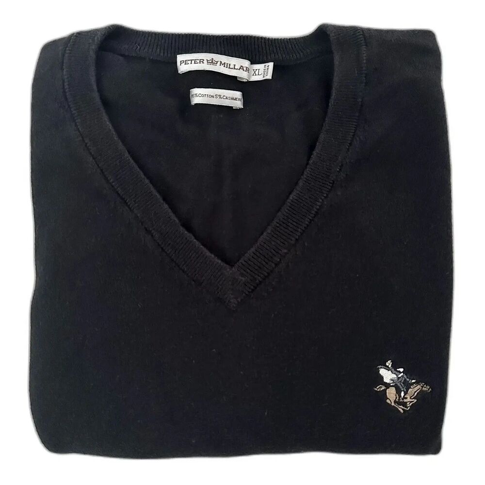 Peter Millar x Sleepy Hollow Country Club Sweater Mens XL Black Cashmere Blend